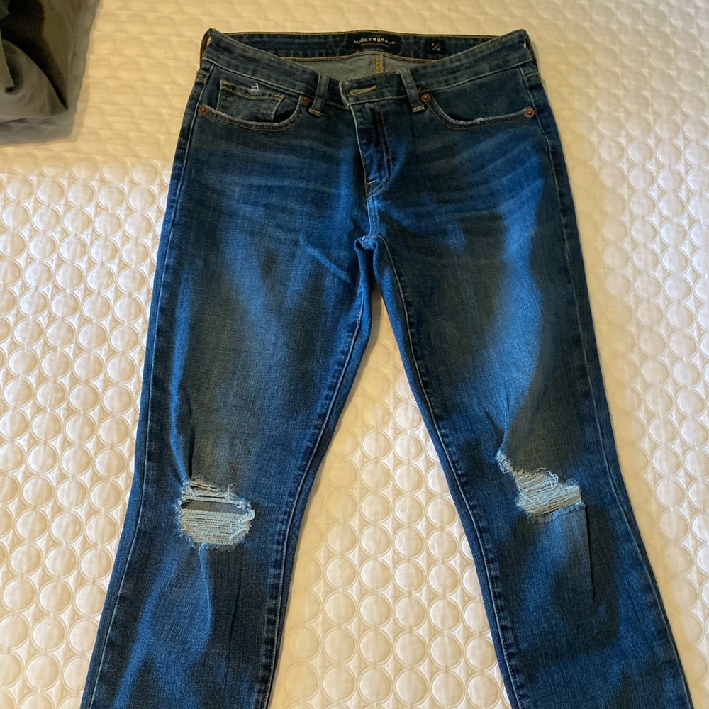 Lucky Brand ankle jeans, distressed